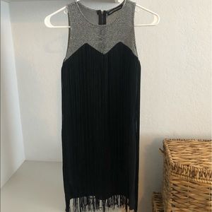 Black and Silver Fringe Mini Dress